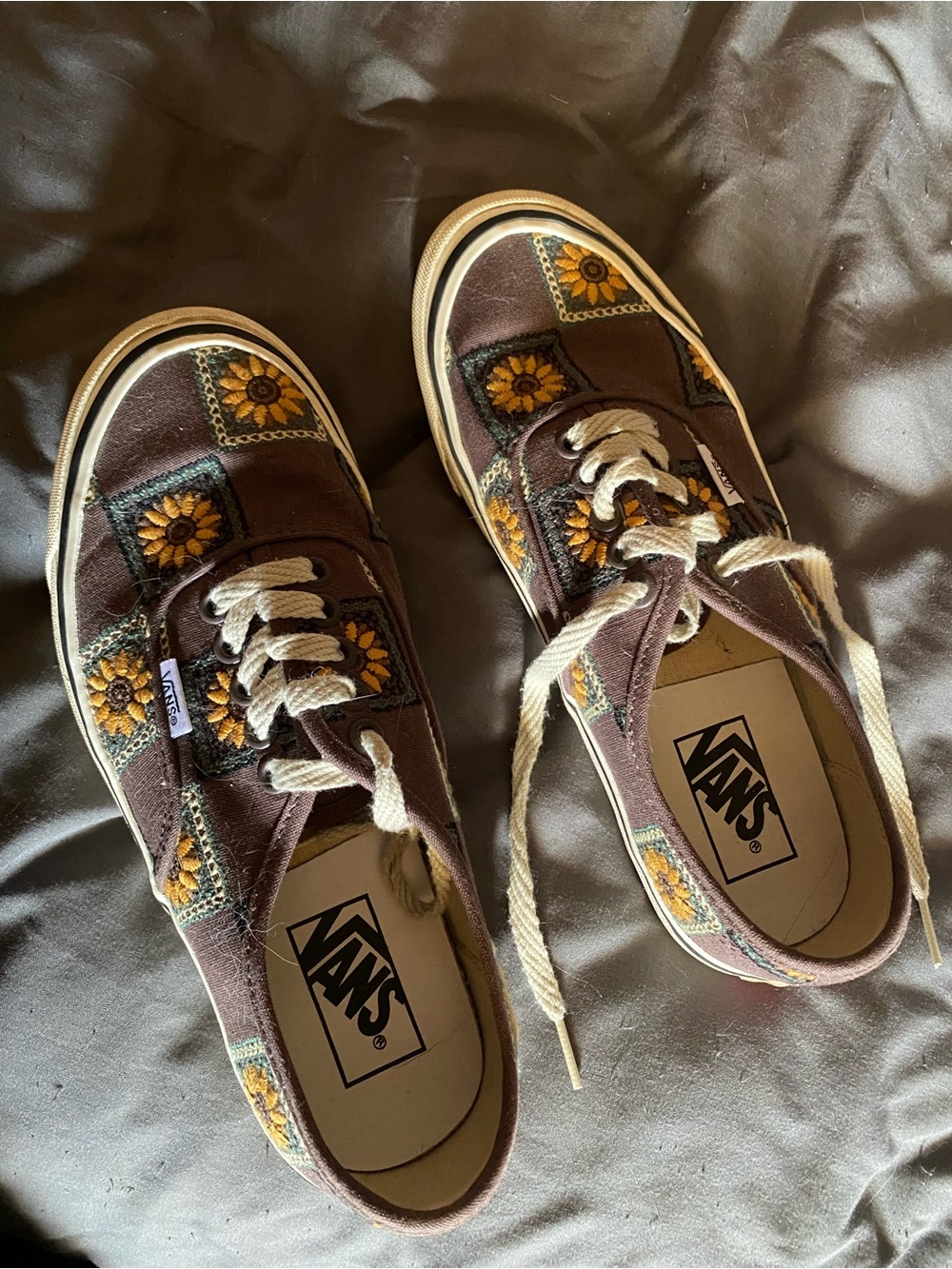 Vans adult Sunflower Patchwork Skate Shoes - Brown